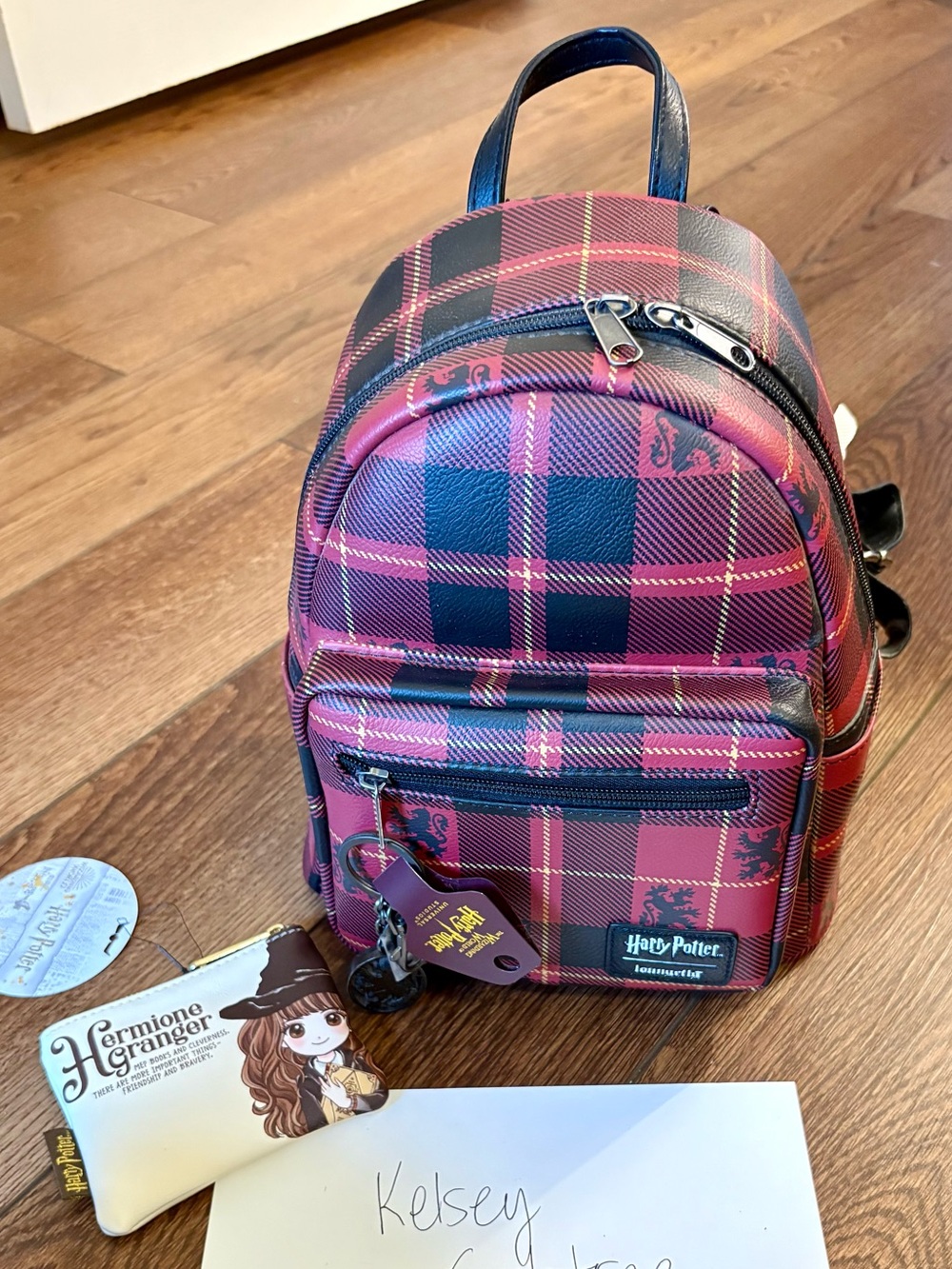 Loungefly Gryffindor Plaid Bag with Keychain and Hermione Coin Purse
